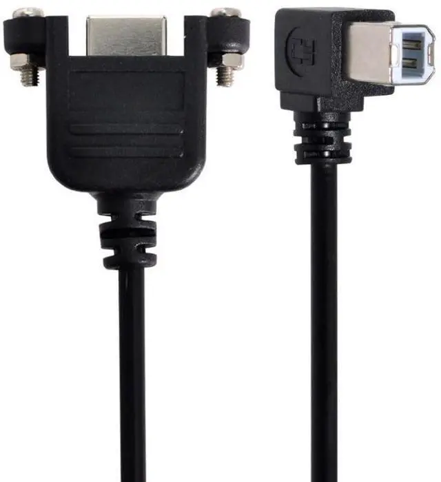 Alt view image 3 of 6 - USB 2.0 Type B Printer Scanner Hard Disk Extension Data Cable with Screws for Panel Mount 100cm 90 Degree Right Angled