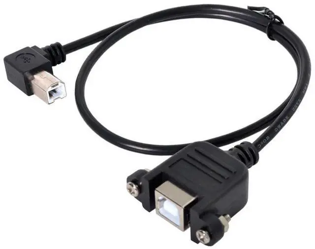 Alt view image 6 of 6 - USB 2.0 Type B Printer Scanner Hard Disk Extension Data Cable with Screws for Panel Mount 100cm 90 Degree Right Angled