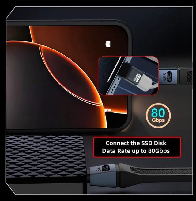 Alt view image 6 of 7 - USB C Extender Adapter,USB 5.0 Type C Male to Female 90 Degree UP Angled Adapter Support 80Gbps Data Transfer PD 240W Fast Charging 16K/8K/5K Video Output