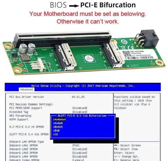 Alt view image 5 of 7 - 2 Port PCI-E X16 to PCI-E 5.0 MCIO 8i 74Pin SFF-TA-1016 Adapter Mini Cool Edge IO Female PCI Expansion Card Adapter with 6Pin GPU Power Port for Expansion Graphics