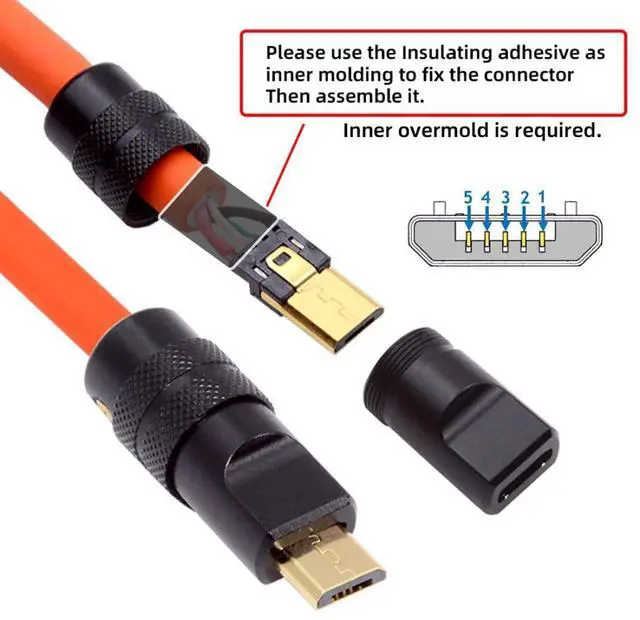 Alt view image 3 of 7 - Micro USB DIY Connector Aluminum Alloy Micro USB 2.0 5Pin Male Plug Port Repair Replacement Solder Adapter for OD 4.0-6.0mm Cable