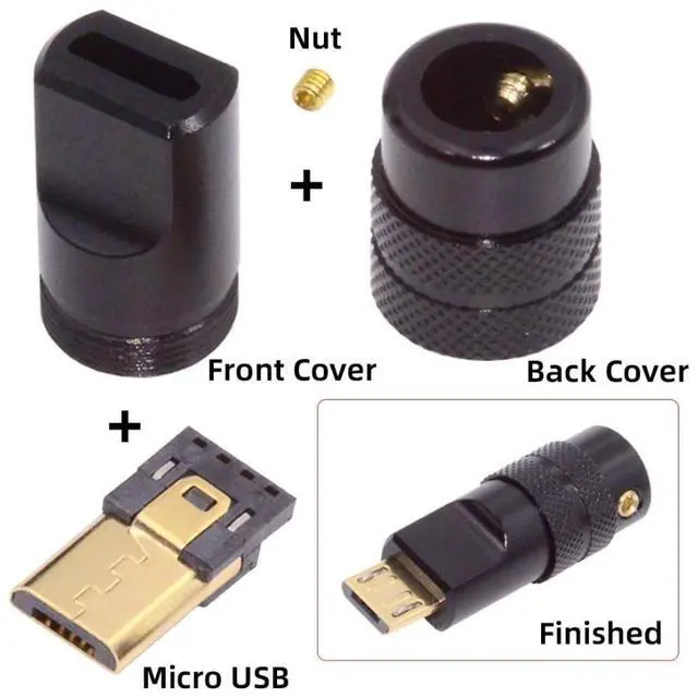 Alt view image 5 of 7 - Micro USB DIY Connector Aluminum Alloy Micro USB 2.0 5Pin Male Plug Port Repair Replacement Solder Adapter for OD 4.0-6.0mm Cable