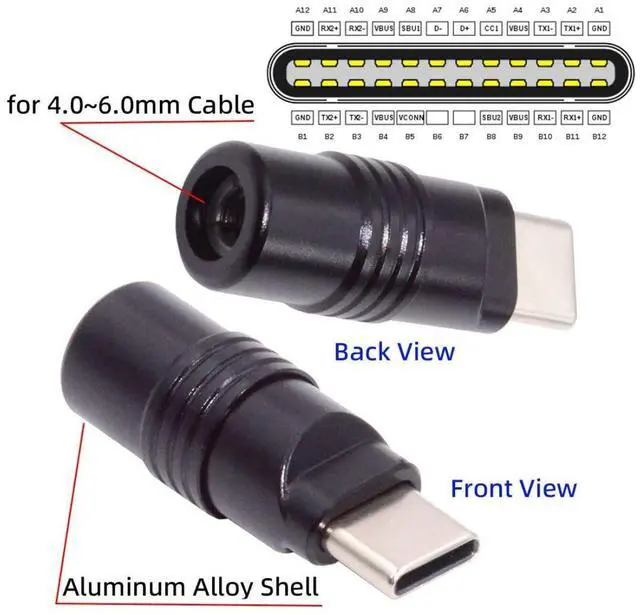 Alt view image 4 of 7 - USB C DIY Connector Aluminum Alloy USB 3.0 Type C Male Plug Port Repair Replacement Solder Adapter for OD 4.0-6.0mm Cable Black