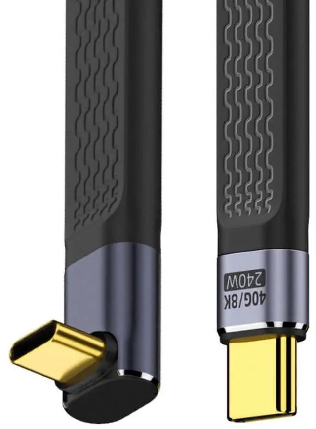 Main image of USB C Short Cable USB4 40Gbps 240W 100W 8K Flat Slim FPC Data Extension Cable for Laptop Phone 13cm 90Degree UP Angled