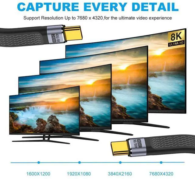 Alt view image 7 of 7 - USB C Cable USB4 USB Type C 40Gbps PD 240W 100W 8K Flat Slim FPC Data Charge Extension Cable 13cm