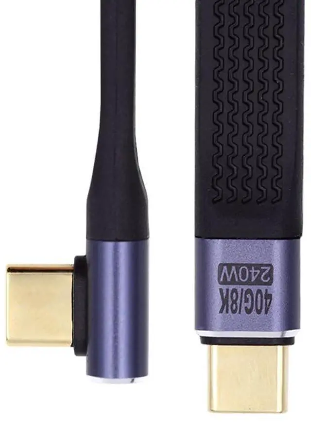 Main image of USB C USB4 40Gbps 240W 100W 8K Flat Slim FPC Data Cable Low Profile Angled for Laptop Phone 13cm