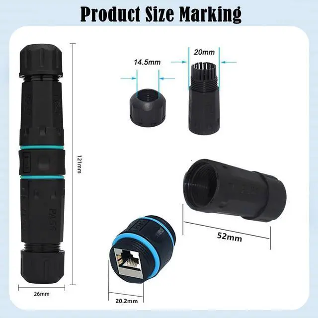 Alt view image 7 of 7 - RJ45 Waterproof Coupler,IP68 CAT6 RJ45 Female to Female Outdoor Ethernet Cable Extension Waterproof Adapter