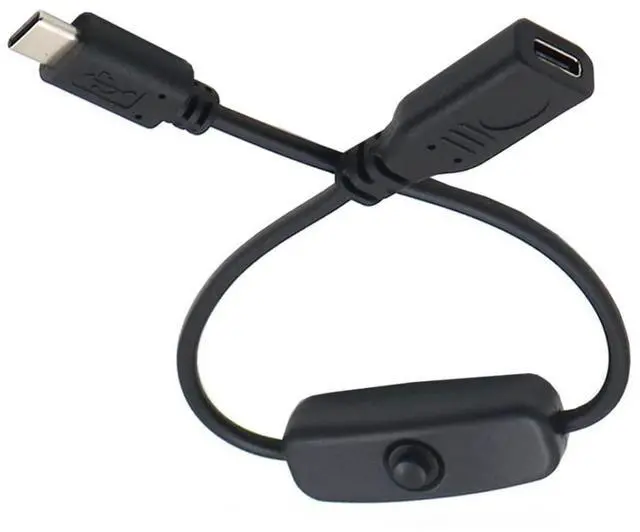 Main image of USB C Power Switch Extension Cable USB C Male to Female with On/Off Power Switch Button DC 5V Power Extension Cable for Laptop Keyboard Raspberry Pi 4B