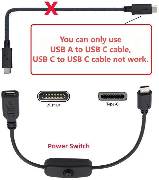 Alt view image 2 of 7 - USB C Power Switch Extension Cable USB C Male to Female with On/Off Power Switch Button DC 5V Power Extension Cable for Laptop Keyboard Raspberry Pi 4B