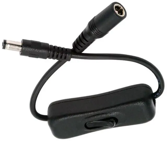 Main image of DC Power Switch Extension Cable DC 5.5x2.1mm Male to Female with On/Off Power Switch Button DC 5V Power Extension Cable, Black, CY-PW-012-DC