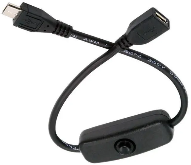 Main image of Micro USB Power Switch Extension Cable Micro USB Male to Female with On/Off Power Switch Button DC 5V Power Extension Cable