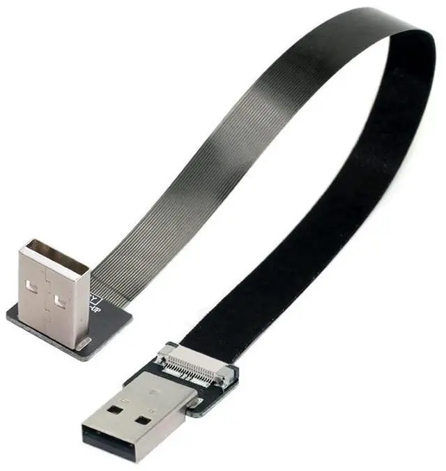 Alt view image 6 of 7 - USB 2.0 Flat Cable USB 2.0 Male to Male 90 Degree UP Angled Ribbon Flex Extension Cable Adapter 2.0M