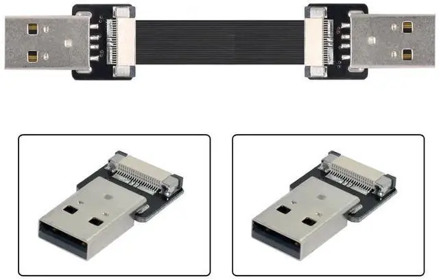 Alt view image 3 of 7 - USB 2.0 Flat Cable USB 2.0 Male to Male Data Transfer Charging Ribbon Flex Extension Cable Adapter 0.5M