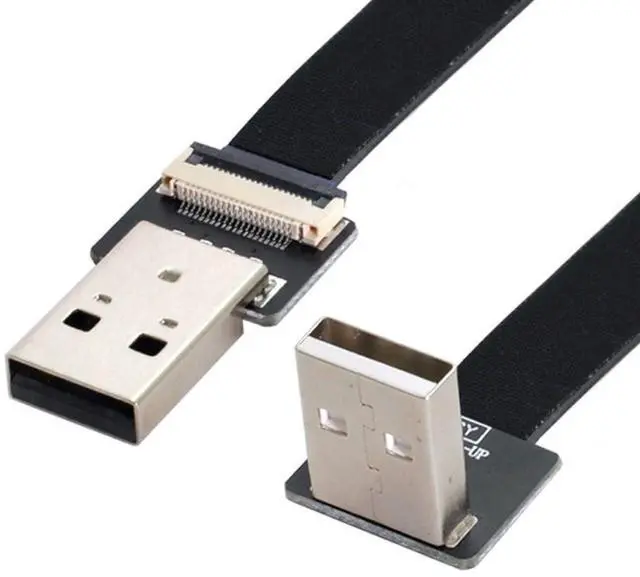 Main image of USB 2.0 Flat Cable USB 2.0 Male to Male 90 Degree UP Angled Ribbon Flex Extension Cable Adapter 2.0M