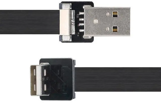 Alt view image 6 of 7 - USB 2.0 Flat Cable USB 2.0 Male to Male 90 Degree Down Angled Data Transfer Charging Ribbon Flex Extension Cable Adapter 1.0M