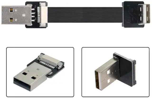 Alt view image 4 of 7 - USB 2.0 Flat Cable USB 2.0 Male to Male 90 Degree Down Angled Data Transfer Charging Ribbon Flex Extension Cable Adapter 1.0M