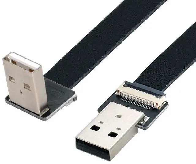 Main image of USB 2.0 Flat Cable USB 2.0 Male to Male 90 Degree Down Angled Data Transfer Charging Ribbon Flex Extension Cable Adapter 1.0M