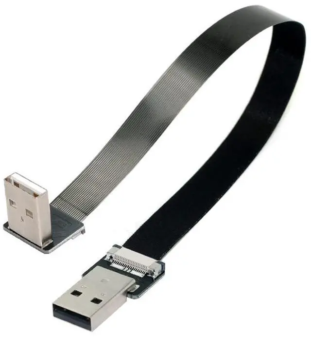 Alt view image 3 of 7 - USB 2.0 Flat Cable USB 2.0 Male to Male 90 Degree Down Angled Data Transfer Charging Ribbon Flex Extension Cable Adapter 1.0M