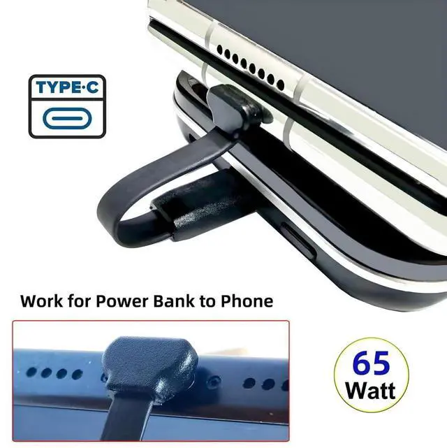 Alt view image 3 of 7 - 2.6 Inch USB C Short Flat Cable,USB 2.0 Type C Male to Male 90 Degree Angled PD 65W Fast Charge Data Extension Cable 66MM