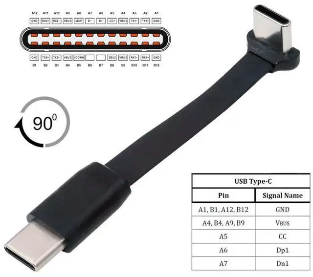 Alt view image 6 of 7 - 2.6 Inch USB C Short Flat Cable,USB 2.0 Type C Male to Male 90 Degree Angled PD 65W Fast Charge Data Extension Cable 66MM