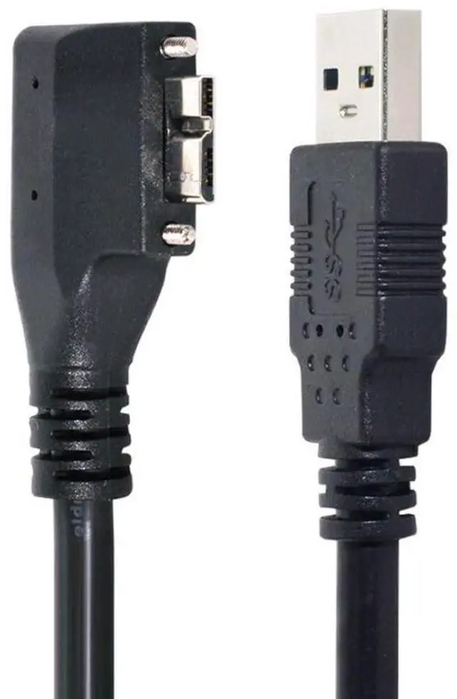 Alt view image 5 of 7 - Micro USB 3.0 Cable USB 3.0 Male to Micro B Male 90 Degree Left Angled Data Transfer Extension Cable with Mount Panel Screws 1.2M