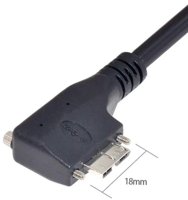 Alt view image 4 of 7 - Micro USB 3.0 Cable USB 3.0 Male to Micro B Male 90 Degree Left Angled Data Transfer Extension Cable with Mount Panel Screws 0.52M