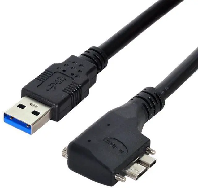 Main image of Micro USB 3.0 Cable USB 3.0 Male to Micro B Male 90 Degree Right Angled Data Transfer Extension Cable with Mount Panel Screws 3.0M