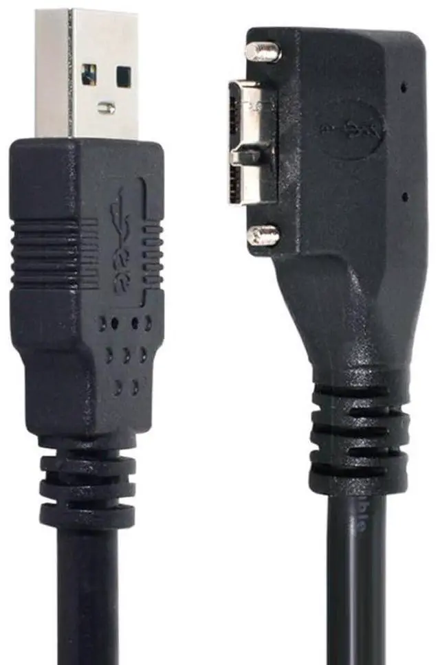 Alt view image 5 of 7 - Micro USB 3.0 Cable USB 3.0 Male to Micro B Male 90 Degree Right Angled Data Transfer Extension Cable with Mount Panel Screws 3.0M