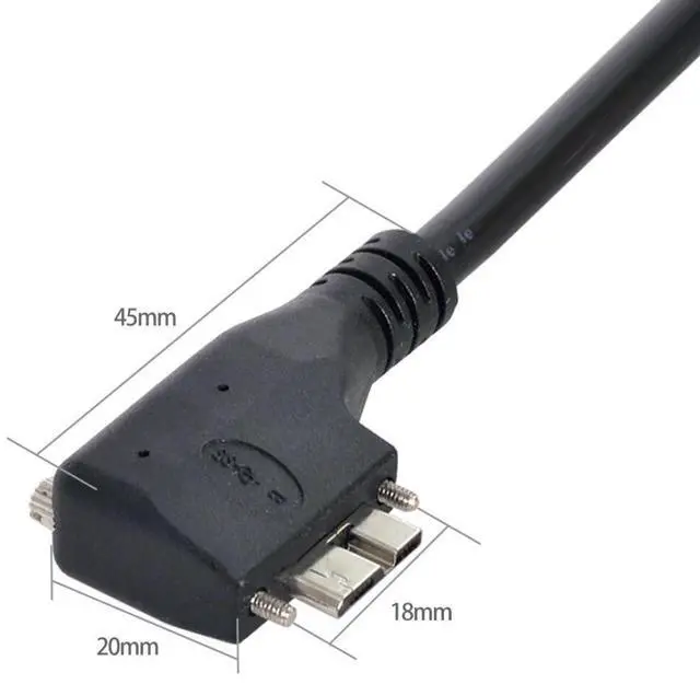 Alt view image 4 of 7 - Micro USB 3.0 Cable USB 3.0 Male to Micro B Male 90 Degree Right Angled Data Transfer Extension Cable with Mount Panel Screws 3.0M