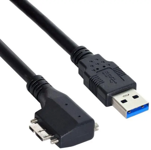 Alt view image 7 of 7 - Micro USB 3.0 Cable USB 3.0 Male to Micro B Male 90 Degree Right Angled Data Transfer Extension Cable with Mount Panel Screws 3.0M