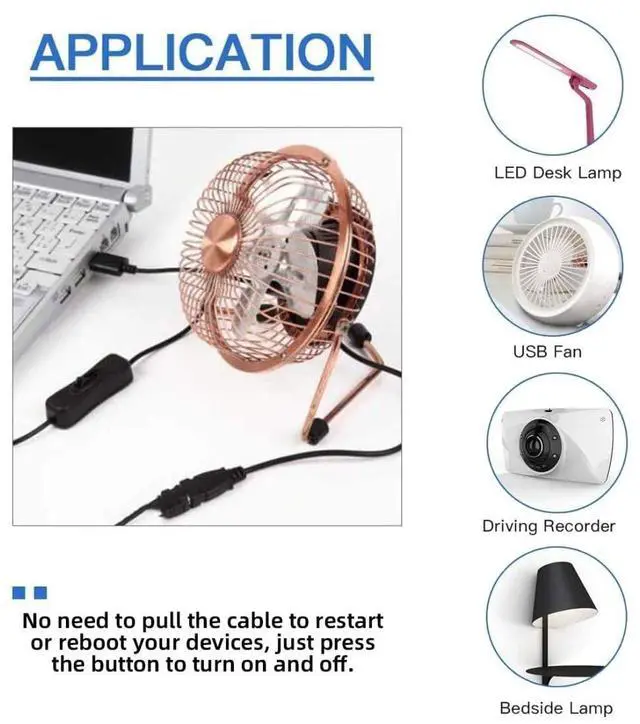 Alt view image 4 of 7 - USB Power Switch Extension Cable USB Male to Female with On/Off Power Switch Button DC 5V Power Extension Cable, Black, CY-PW-012-AM