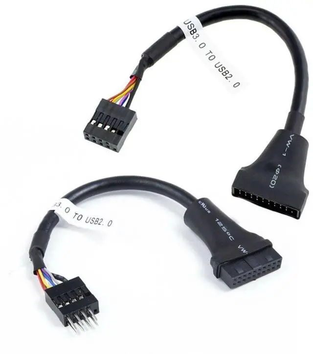 Main image of 2 Pack USB 2.0 Front Panel Header 9/10Pin Male/Female to 19/20Pin Male/Female Mainboard Header Gender Changer Cable Adapter