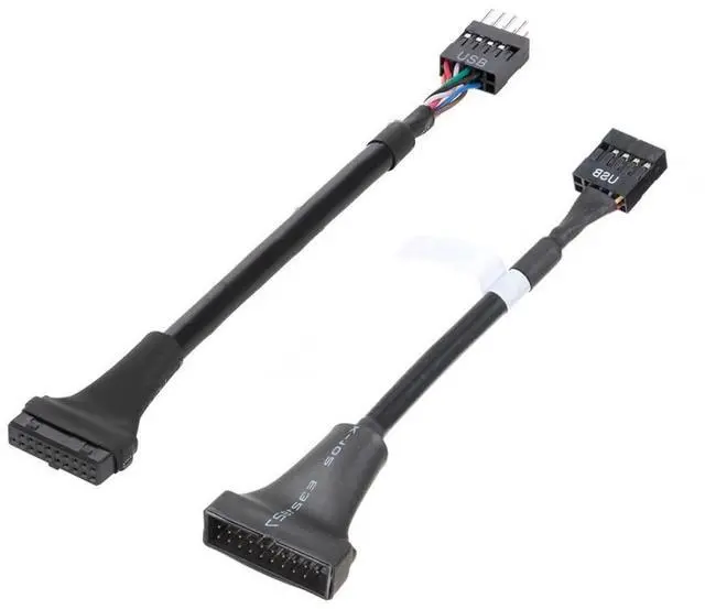 Alt view image 6 of 7 - 2 Pack USB 2.0 Front Panel Header 9/10Pin Male/Female to 19/20Pin Male/Female Mainboard Header Gender Changer Cable Adapter