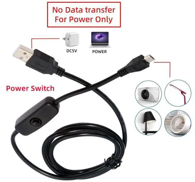 Alt view image 6 of 7 - USB Power Switch Extension Cable USB 2.0 Male to Micro USB Male with On/Off Power Switch Button DC 5V Power Extension Cable 1.5M