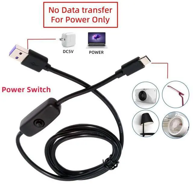 Alt view image 6 of 7 - USB Power Switch Extension Cable USB 2.0 Male to USB C Male with On/Off Power Switch Button DC 5V Power Extension Cable 1.0M