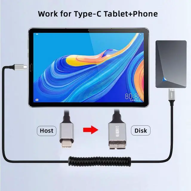 Alt view image 2 of 7 - USB 3.0 Coiled Cable,Micro USB 3.0 Male to USB C Male High Speed Data Transfer Charging Cable 3.28FT for Phone/Laptop/USB Flash Drive