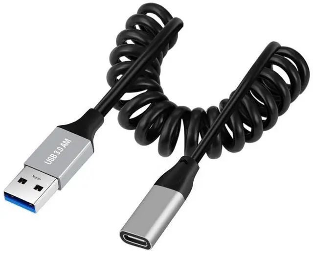 Main image of USB 3.0 Coiled Cable,USB 3.0 Male to USB C Female High Speed Data Transfer Charging Cable 3.28FT for Phone/Laptop/USB Flash Drive