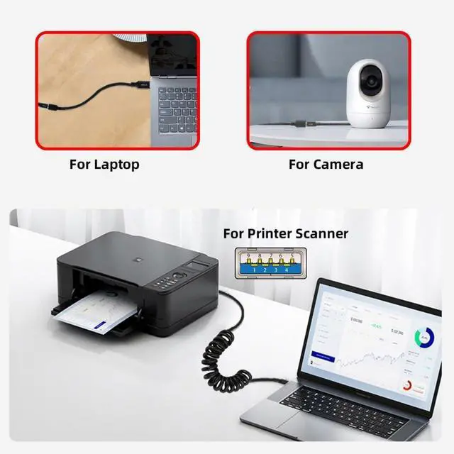 Alt view image 5 of 7 - USB 3.0 Coiled Cable,USB 3.0 Male to Male High Speed Data Transfer Charging Cable 3.28FT for Phone/Laptop/USB Flash Drive