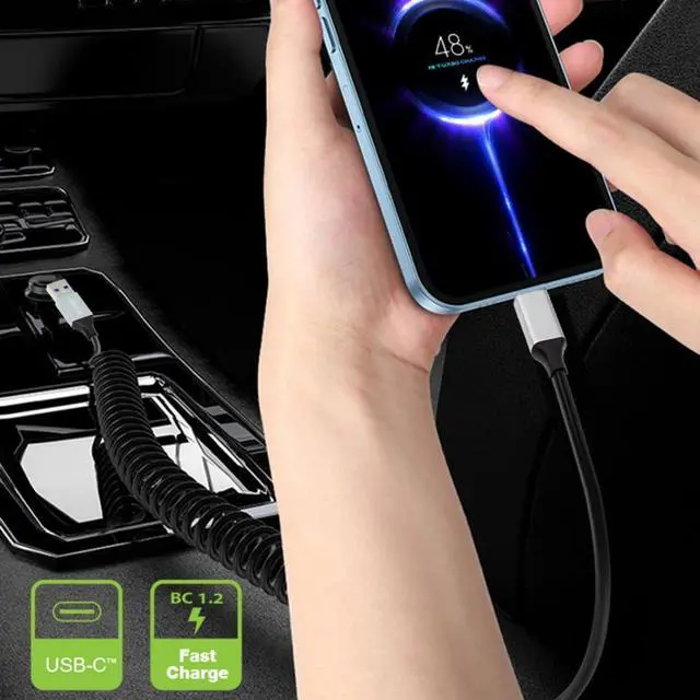 Alt view image 3 of 7 - USB 3.0 Coiled Cable,USB 3.0 Male to USB C Male High Speed Data Transfer Charging Cable 3.28FT for Phone/Laptop/USB Flash Drive