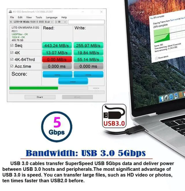 Alt view image 7 of 7 - USB 3.0 Coiled Cable,Micro USB 3.0 Male to USB C Male High Speed Data Transfer Charging Cable 3.28FT for Phone/Laptop/USB Flash Drive