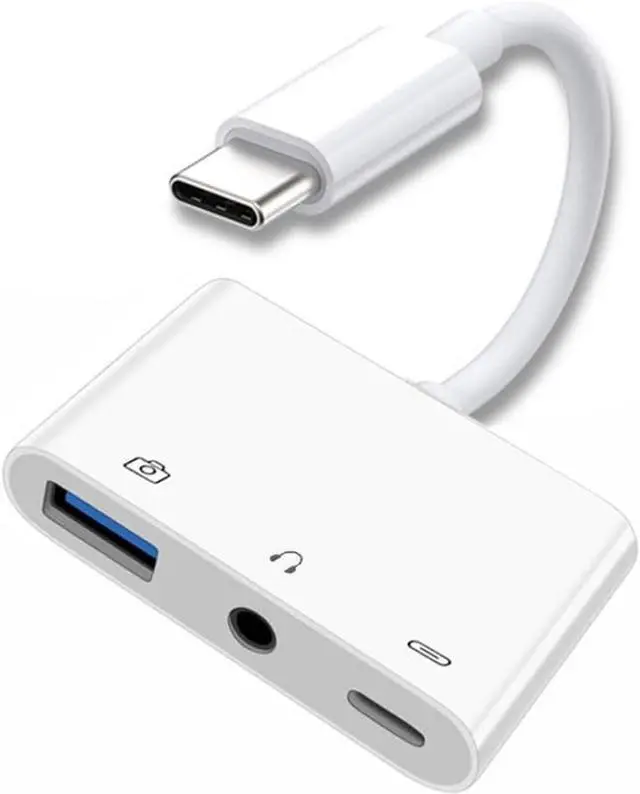 Main image of 3 in 1 USB C to 3.5mm Audio AUX & USB 2.0 Socket OTG Adapter with PD 15W Charge for Laptop Tablet Phone
