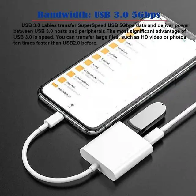 Alt view image 3 of 7 - 2 in 1 USB C to USB 3.0 Socket OTG Adapter with PD 24W Charge for Laptop Tablet Phone