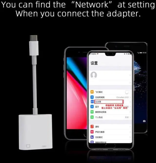 Alt view image 4 of 7 - 2 in 1 USB C to RJ45 100Mbps Networking Adapter with PD 24W Charge for Laptop Tablet Phone