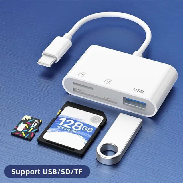 Alt view image 3 of 7 - 3 in 1 USB C to USB 2.0 TF Micro SD SDXC SDHC Card Reader Adapter 480Mbps Compatible with Laptop Tablet Phone