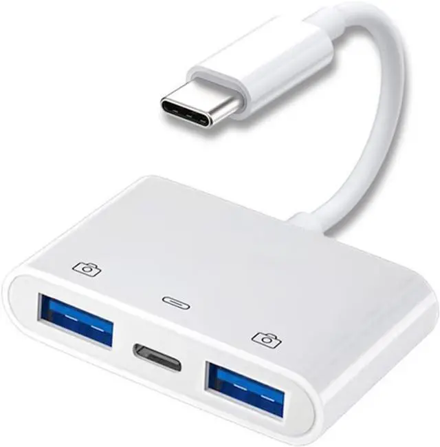 Main image of 3 in 1 USB C to 2 USB 3.0 Socket OTG Adapter with PD 24W Charge for Laptop Tablet Phone