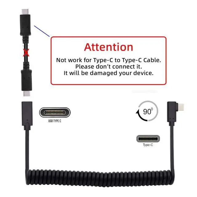 Alt view image 2 of 7 - USB C Coiled Stretch Cable USB Type C Male to Female Power Data Extension Cable for Keyboard Mouse