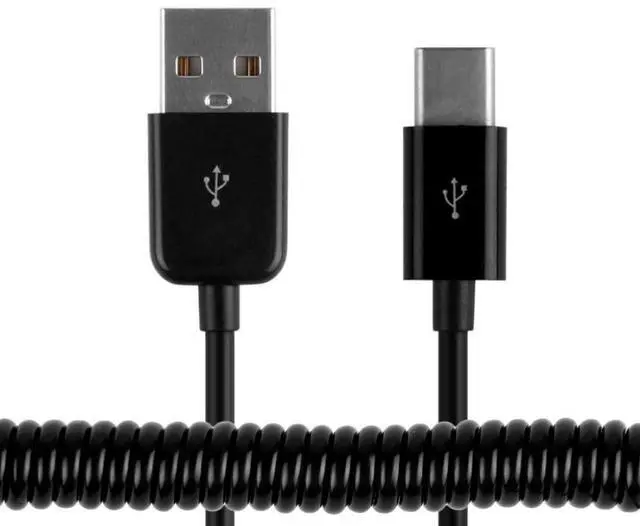Alt view image 4 of 6 - USB C Stretch Coiled Cable USB 2.0 to USB C Data Extension Cable for Tablet Mobile Phone 3.0M