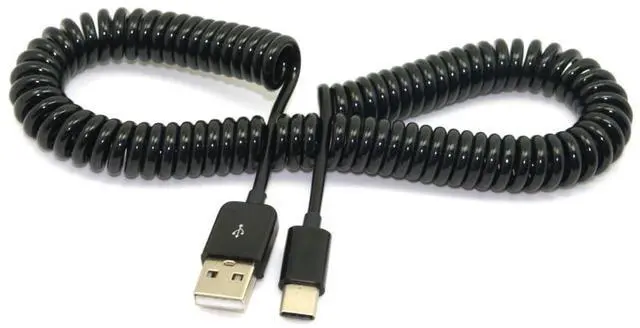 Alt view image 6 of 6 - USB C Stretch Coiled Cable USB 2.0 to USB C Data Extension Cable for Tablet Mobile Phone 3.0M