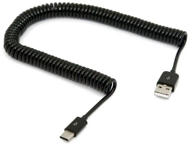 Alt view image 5 of 6 - USB C Stretch Coiled Cable USB 2.0 to USB C Data Extension Cable for Tablet Mobile Phone 3.0M