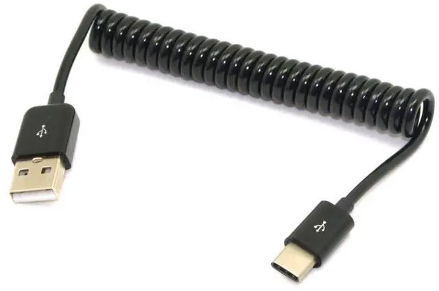 Alt view image 4 of 6 - USB C Stretch Coiled Cable USB 2.0 to USB C Data Extension Cable for Tablet Mobile Phone 1.0M